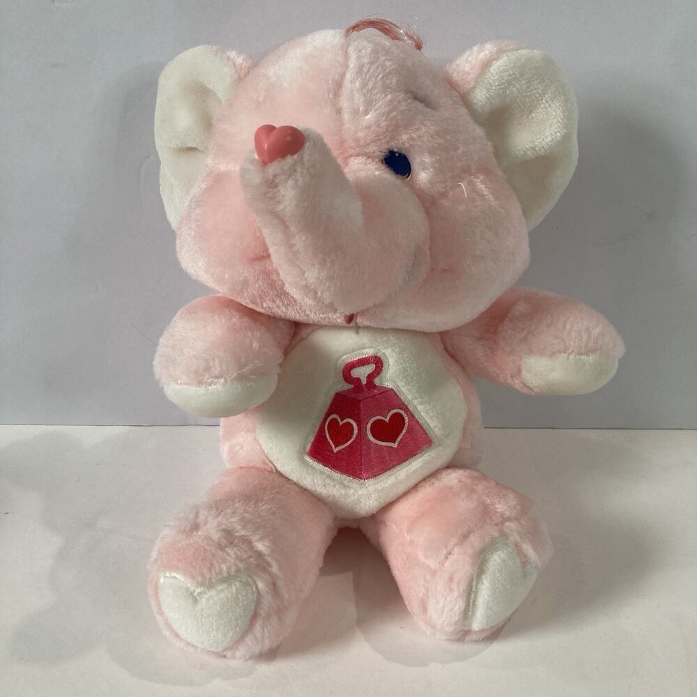 Vintage 1984 Kenner 12" Care Bears Cousins Lotsa Heart Pink Elephant Plush Toy